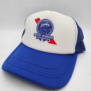 Mitch Burrow Comedian Trucker Hat Cap Snapback One Size Blue White Foam Redneck